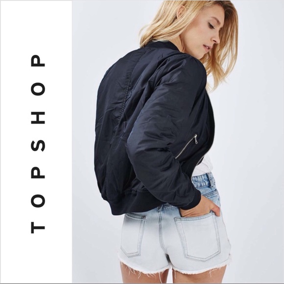 SOLD! Topshop MOTO MA1 Flight Navy Blue Bomber - Picture 3 of 8